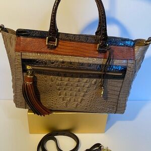 Elegant Brahmin Crocodile-Embossed Multi-colored Handbag